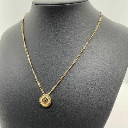 Dior Vintage CD Gold Rhinestone Necklace