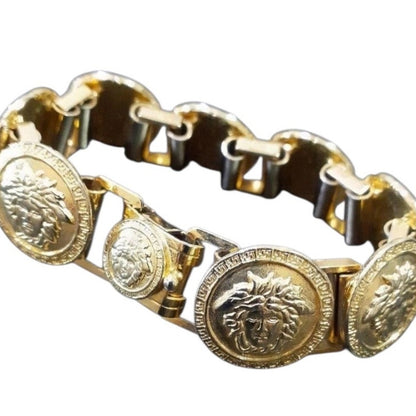 Iconic 1990s Gianni Versace Gold-Tone Medusa Charm Bracelet