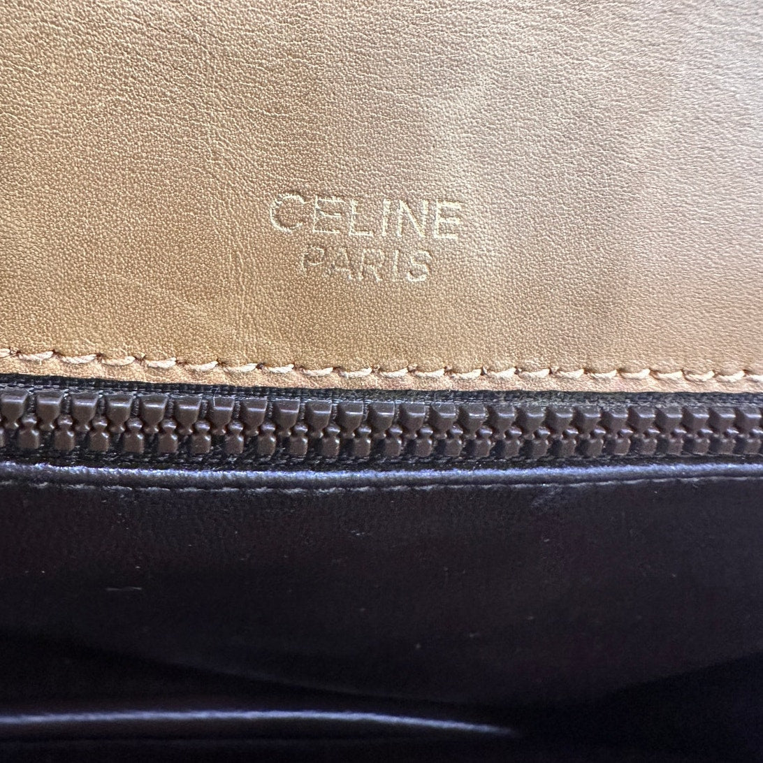 Celine Brown Macadam PVC Gold Shoulder Bag