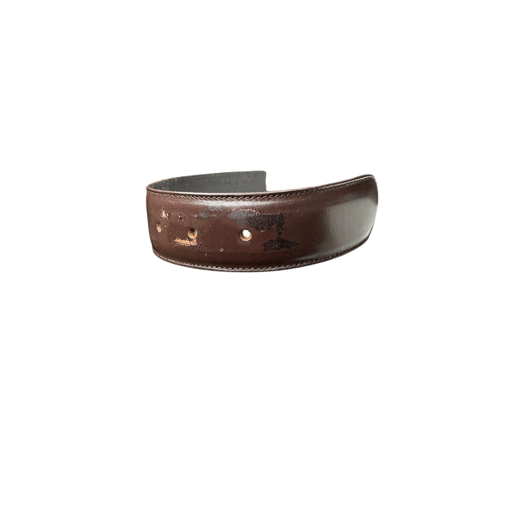 Brown leather belt on a white background