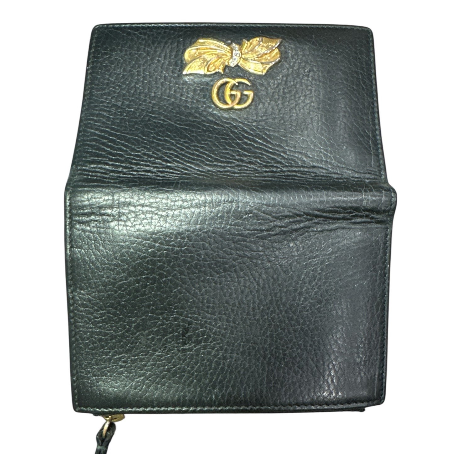 Gucci Calfskin GG Marmont Bow Flap Wallet Black