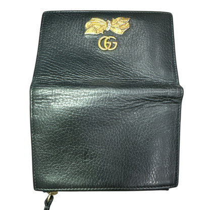 Gucci Calfskin GG Marmont Bow Flap Wallet Black
