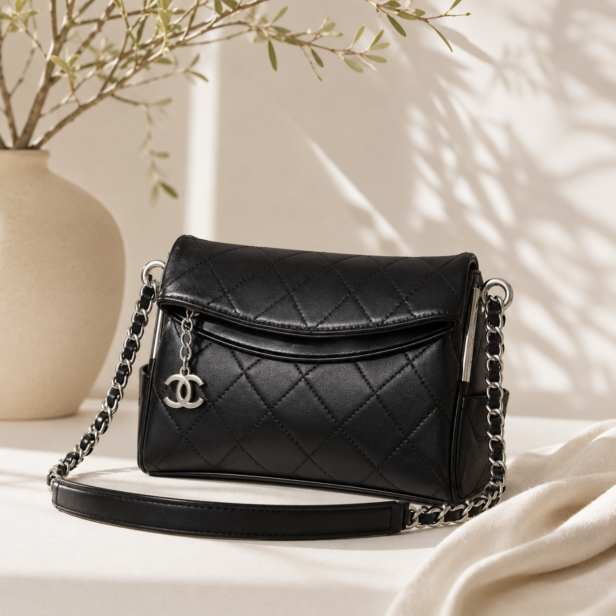 Chanel Beauté Diamond Fold Chain Hobo Bag – GWP Exclusive