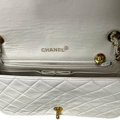Chanel White Classic Medium Full Flap Bag