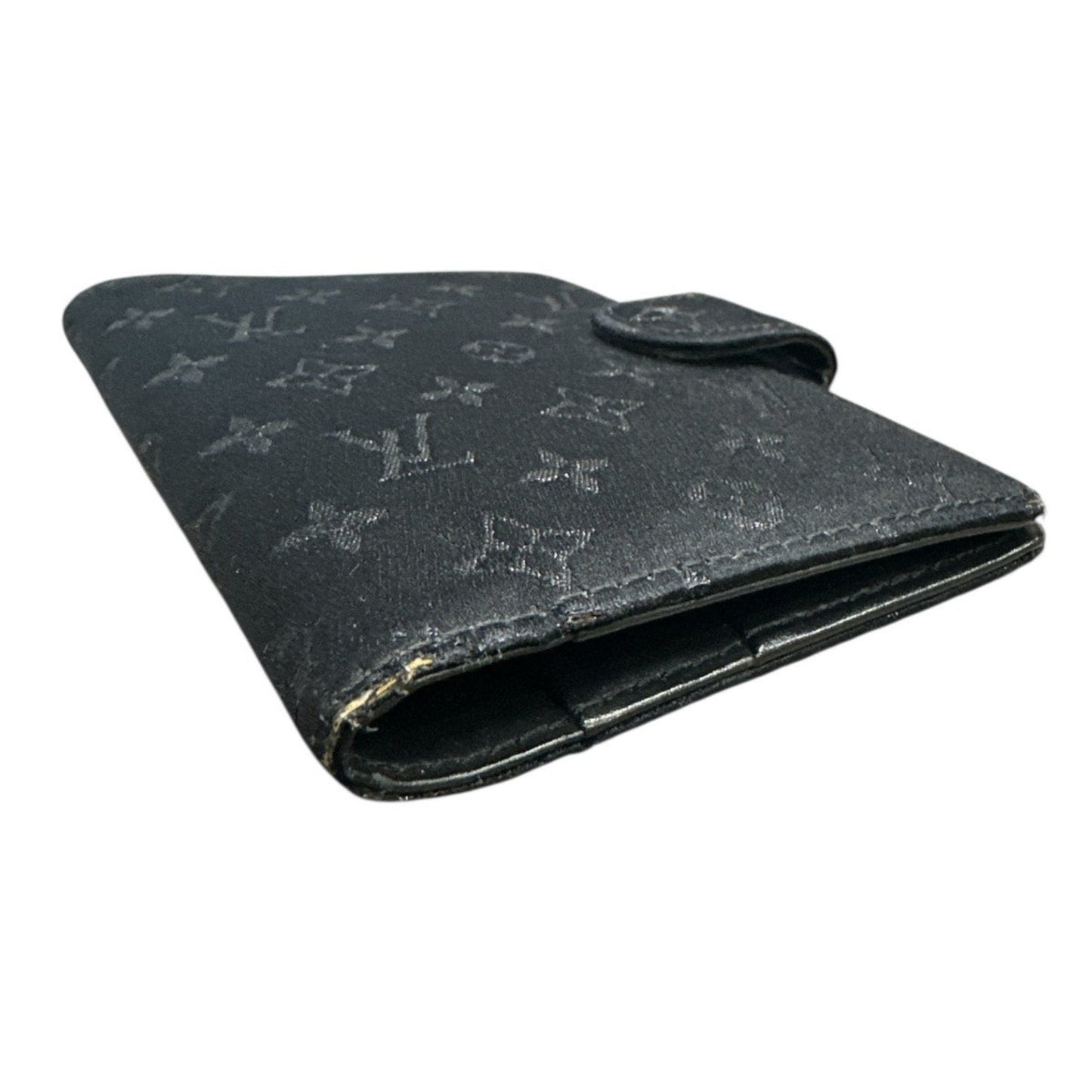 Black wallet with brand logo on a white background