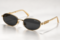 Fashion Oval Sunglasses – Black & Gold
