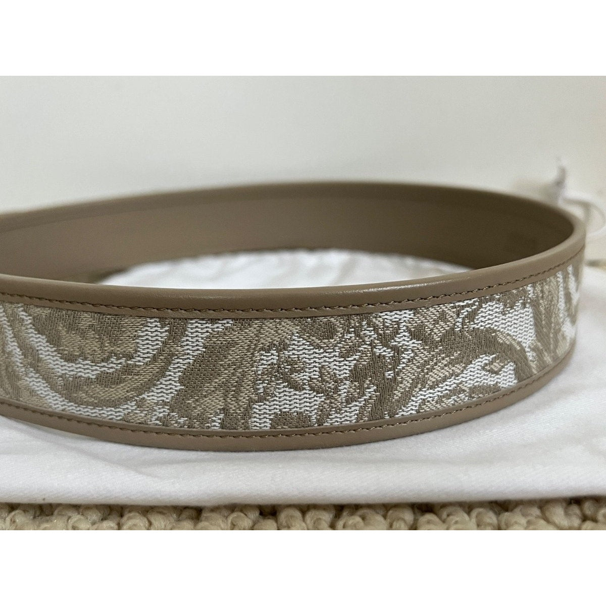 Versace Medusa Heritage Barocco Jacquard Logo Buckle Leather Belt