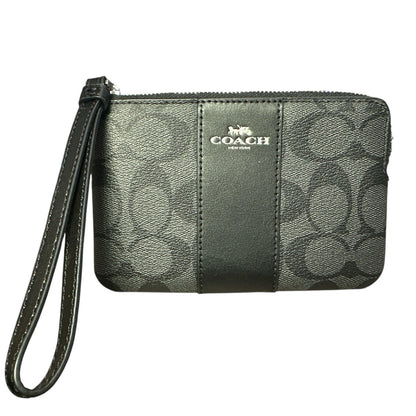 Coach Women's Corner Zip Wristlet In Signature Canvas (Graphite - Black)
