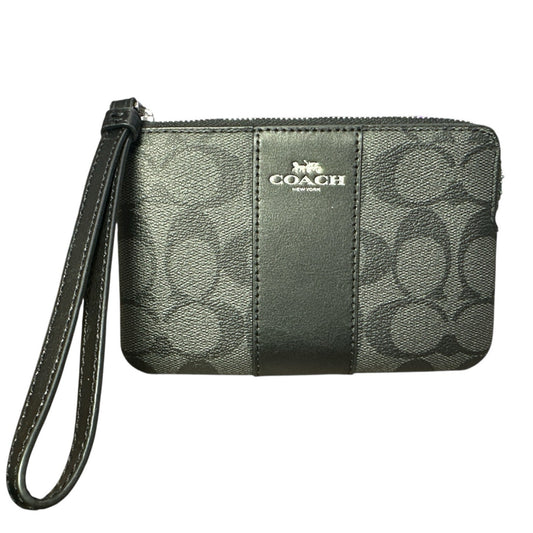 Coach Women's Corner Zip Wristlet In Signature Canvas (Graphite - Black)