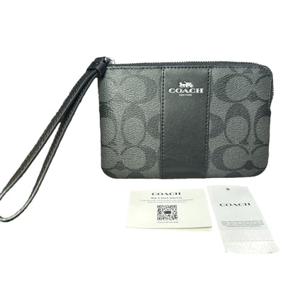 Coach Women's Corner Zip Wristlet In Signature Canvas (Graphite - Black)
