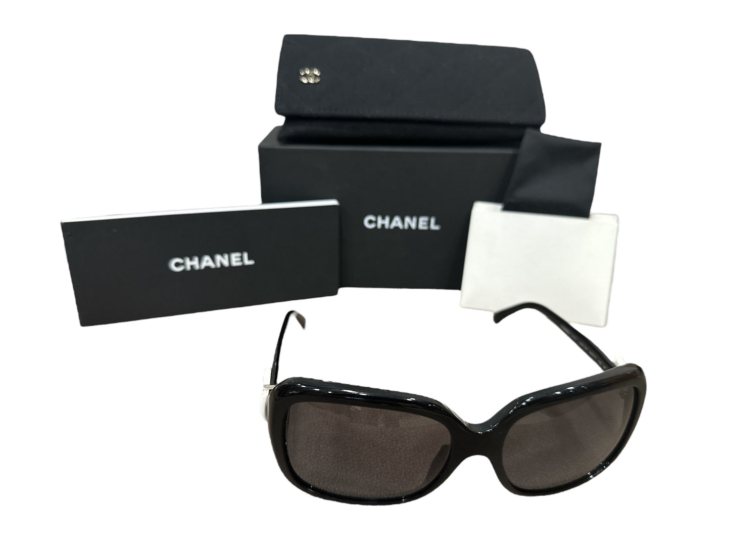 Chanel CC White Bows on Side Sunglasses - Clairely Amazing