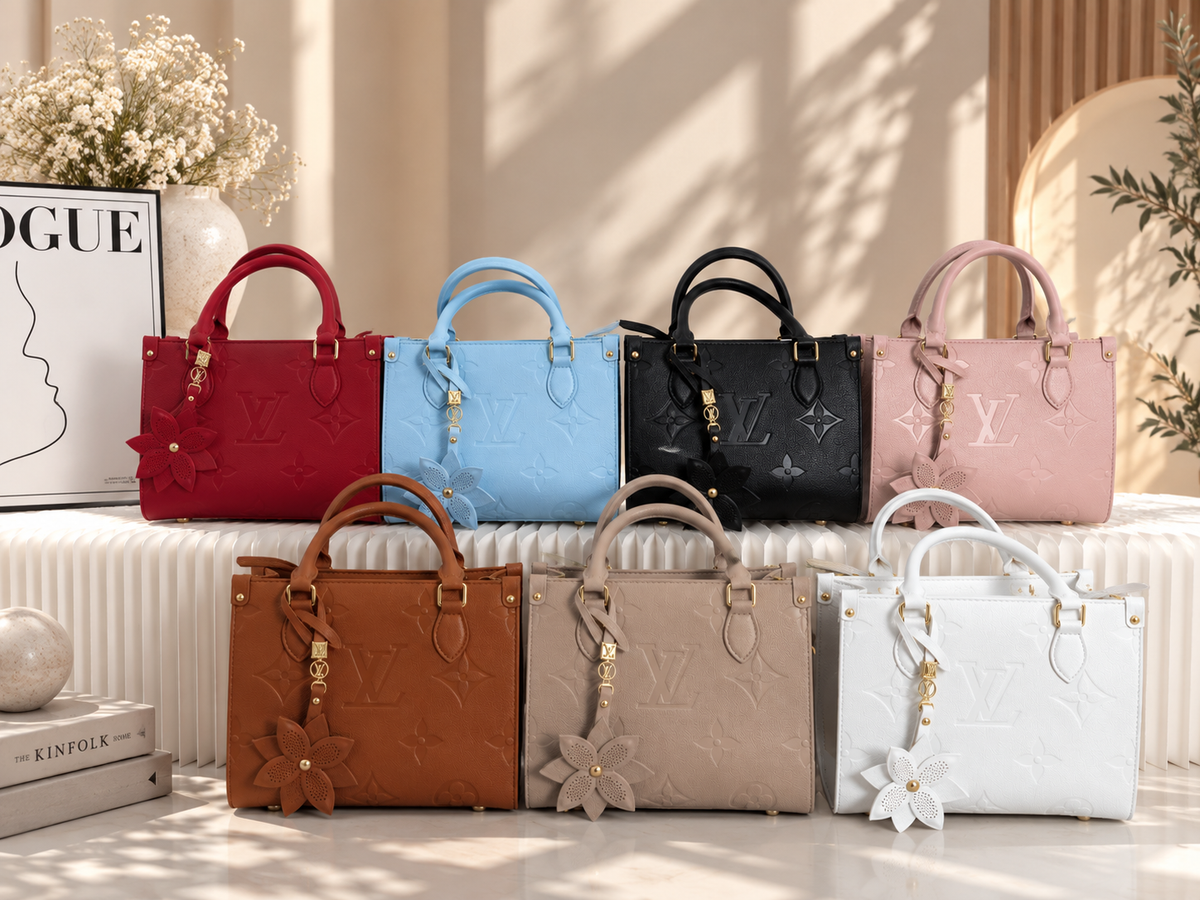 Embossed Floral Fashion Tote with Charm & Shoulder Strap