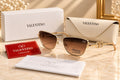 Gold V Detail Fashion Sunglasses – Brown Gradient Lens