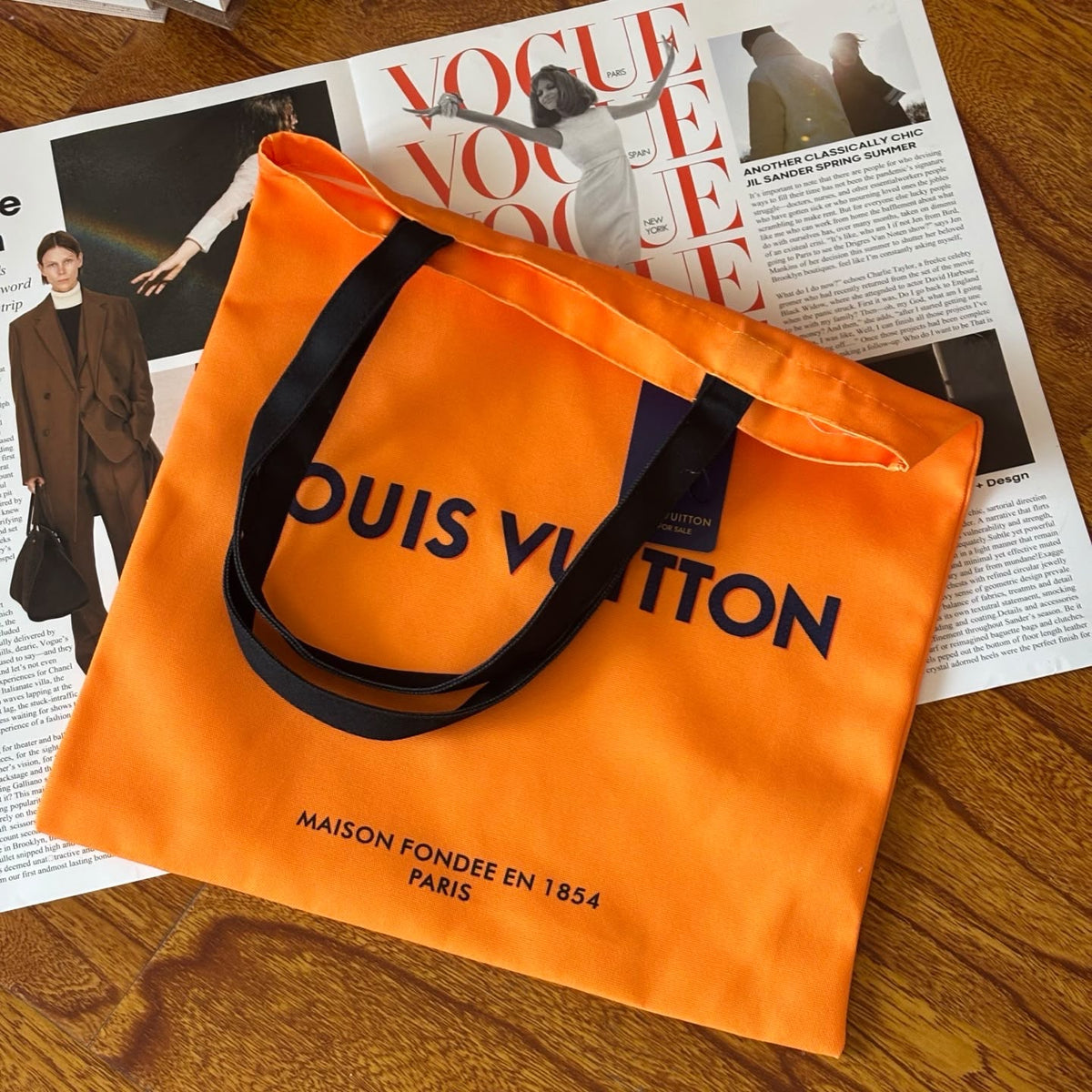 Louis Vuitton GWP Orange Canvas Shoulder Tote Bag | Black Handles
