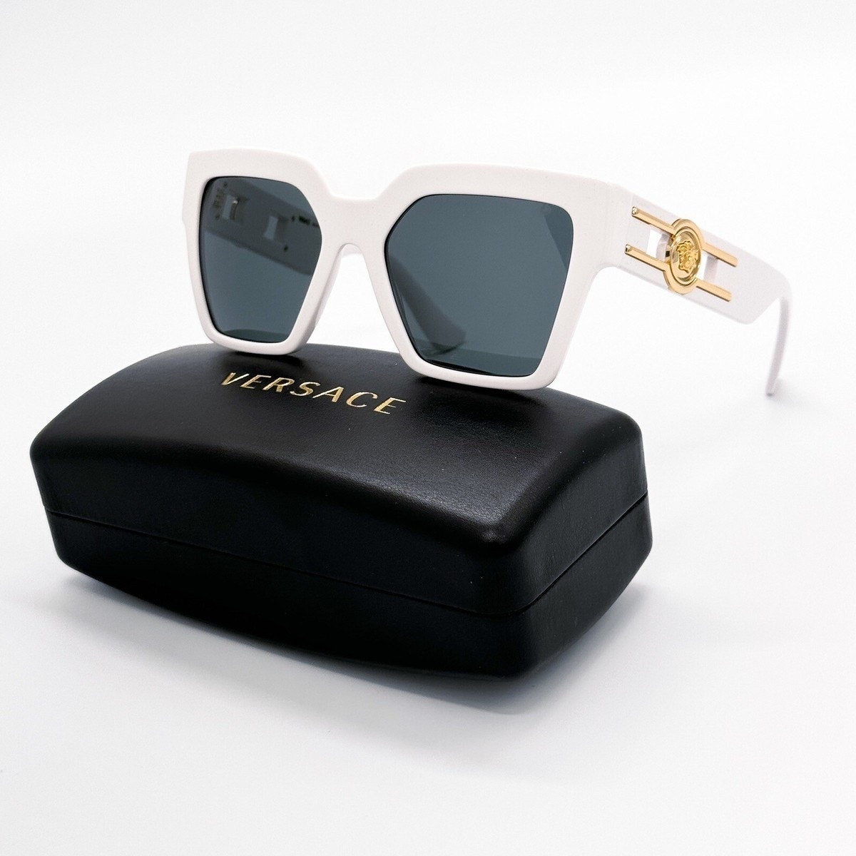1010. Versace Medusa Deco Butterfly White Sunglasses