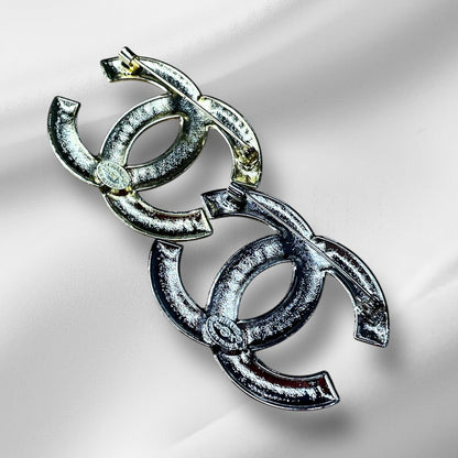 Crystal Double C Style Brooch Pin