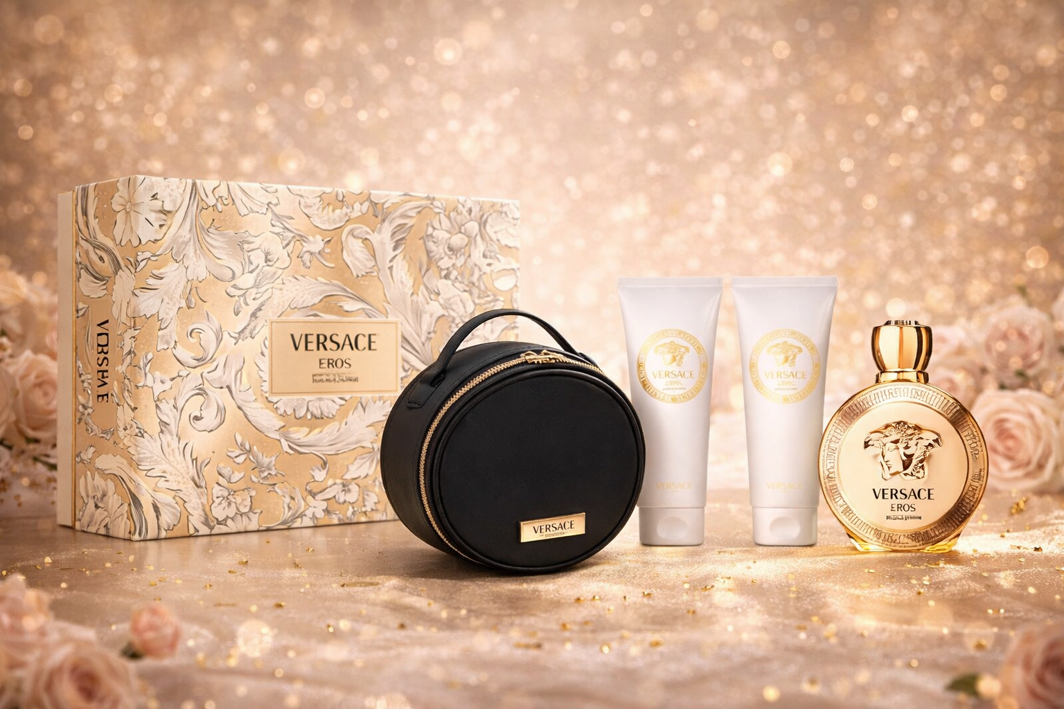 ✔️Versace Eros Pour Femme Luxury Gift Set (EDP + Body Care + Travel Case)