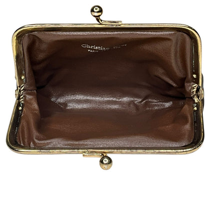 Christian Dior Red Canvas Leather Coin Purse Kiss Lock Wallet