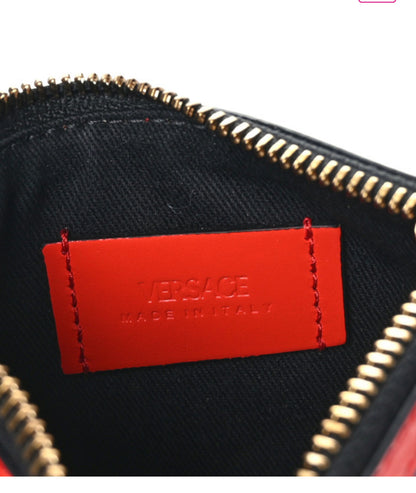 VERSACE 
Coated Canvas Calfskin La Greca Modular Zip Pouch Blue Red - Clairely Amazing