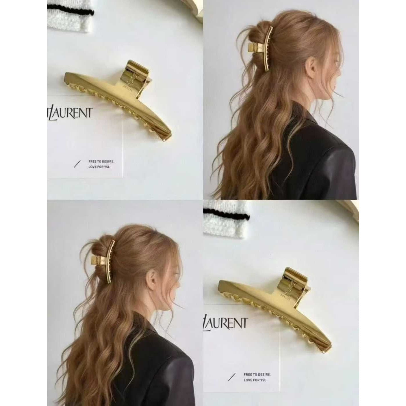 YSL Gold Hair Claw Clip – Luxe Metal Finish | GWP Edition