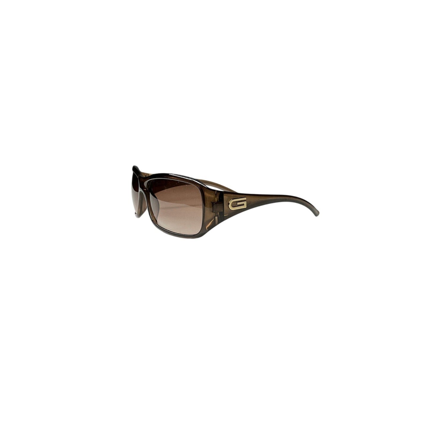 Sunglasses with brown gradient lenses on a white background