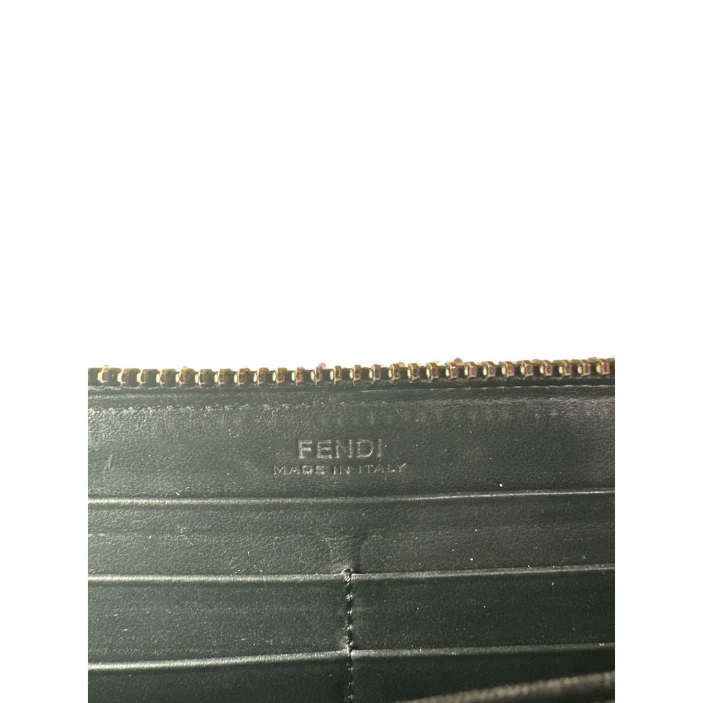 Authentic Pre-Owned Fendi Monster Zip Around Wallet – Black & Ivory