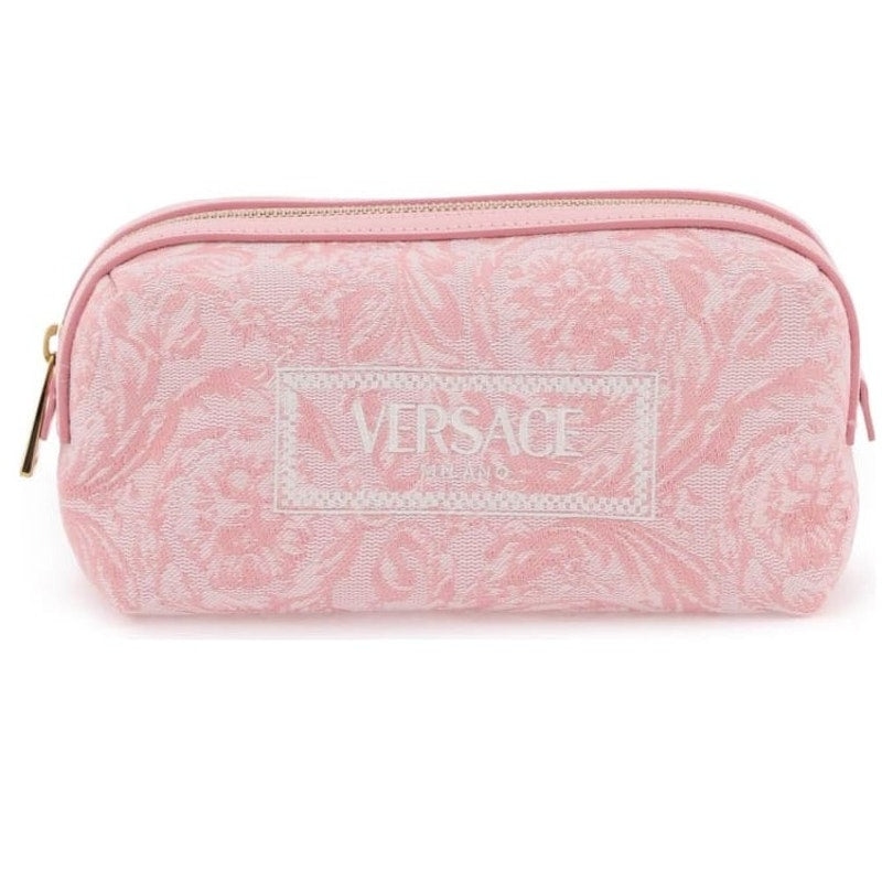 Versace Logo-embroidered Jacquard Zip-up Toiletry Bag