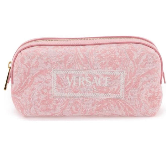 Versace Logo-embroidered Jacquard Zip-up Toiletry Bag