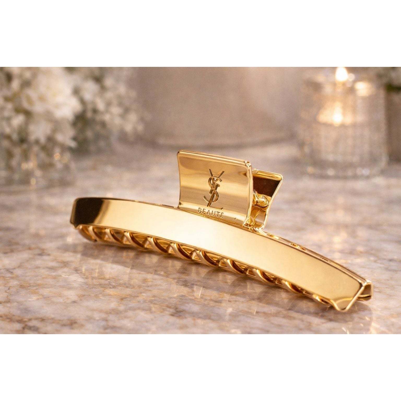 YSL Gold Hair Claw Clip – Luxe Metal Finish | GWP Edition