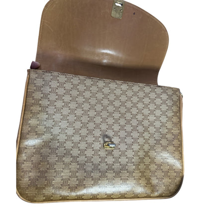 Celine Brown Macadam PVC Gold Shoulder Bag