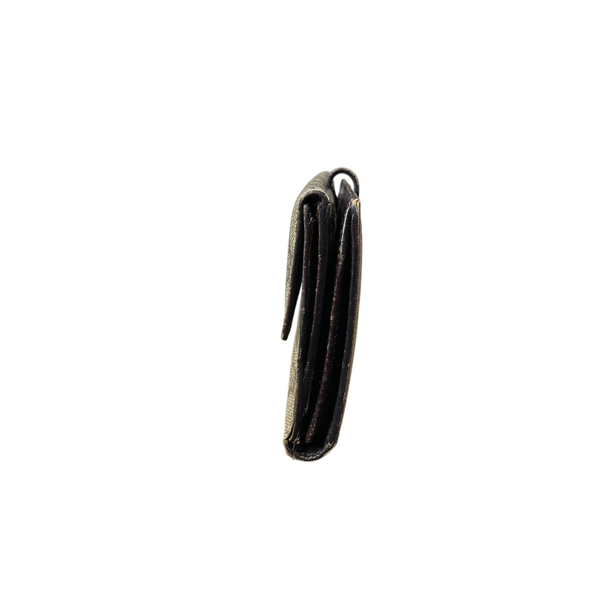Black leather wallet with a strap on a white background