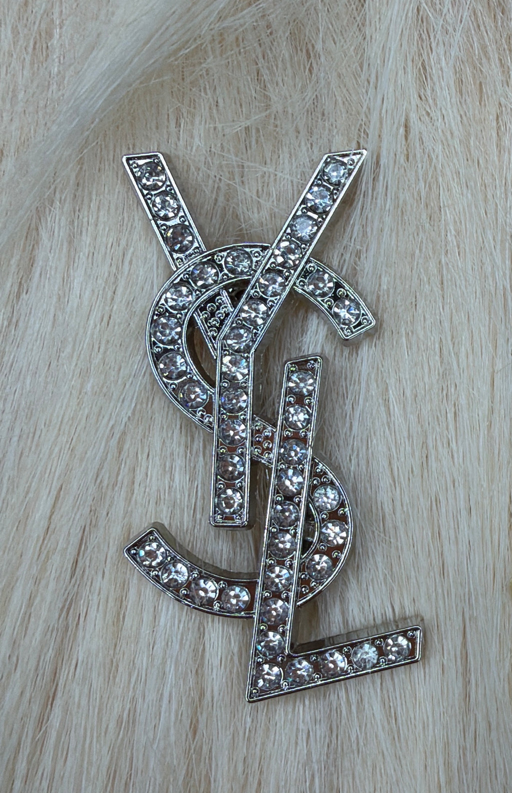 Crystal Monogram Style Brooch Pin – Gold or Silver Tone