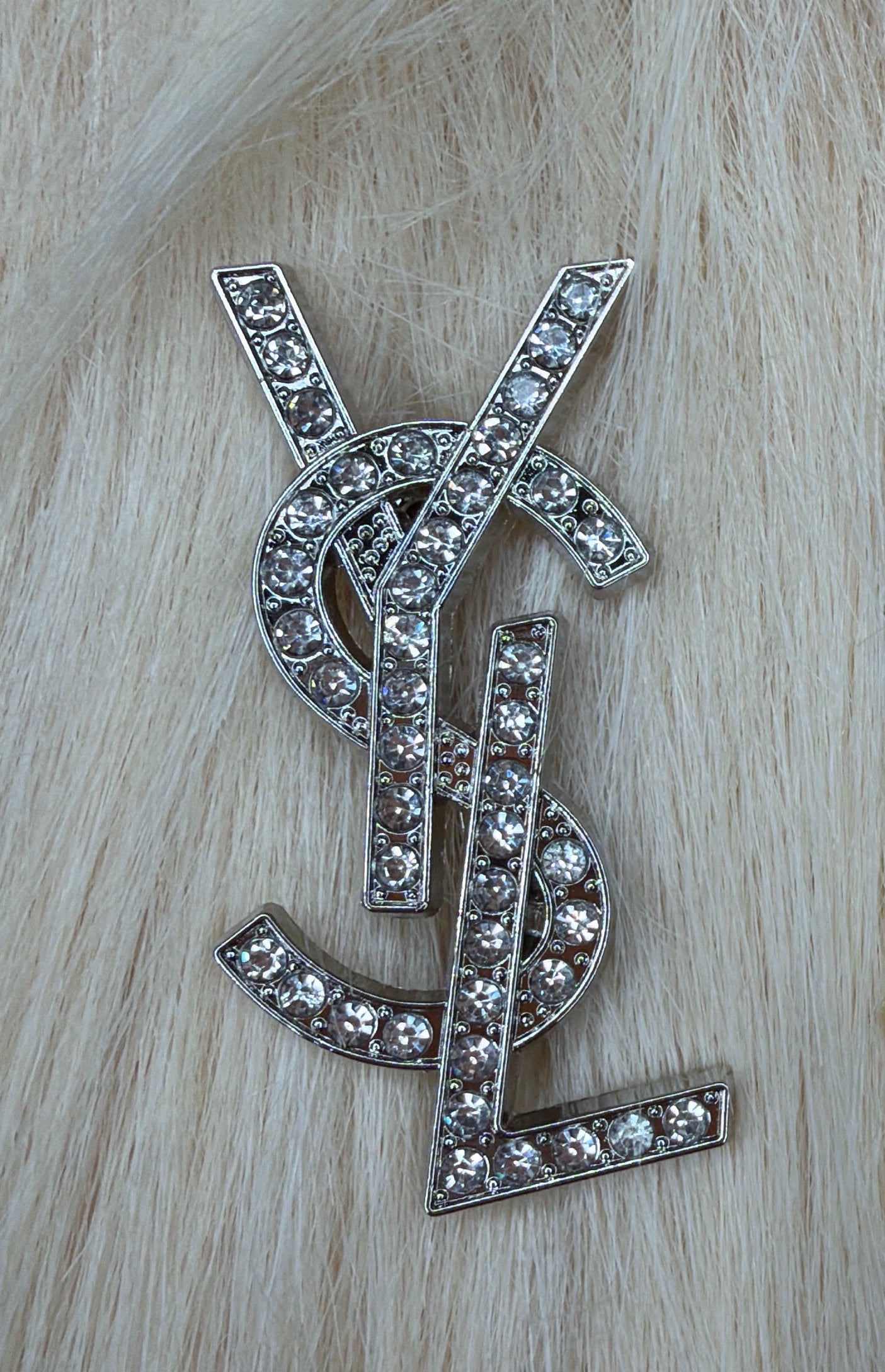 Crystal Monogram Style Brooch Pin – Gold or Silver Tone