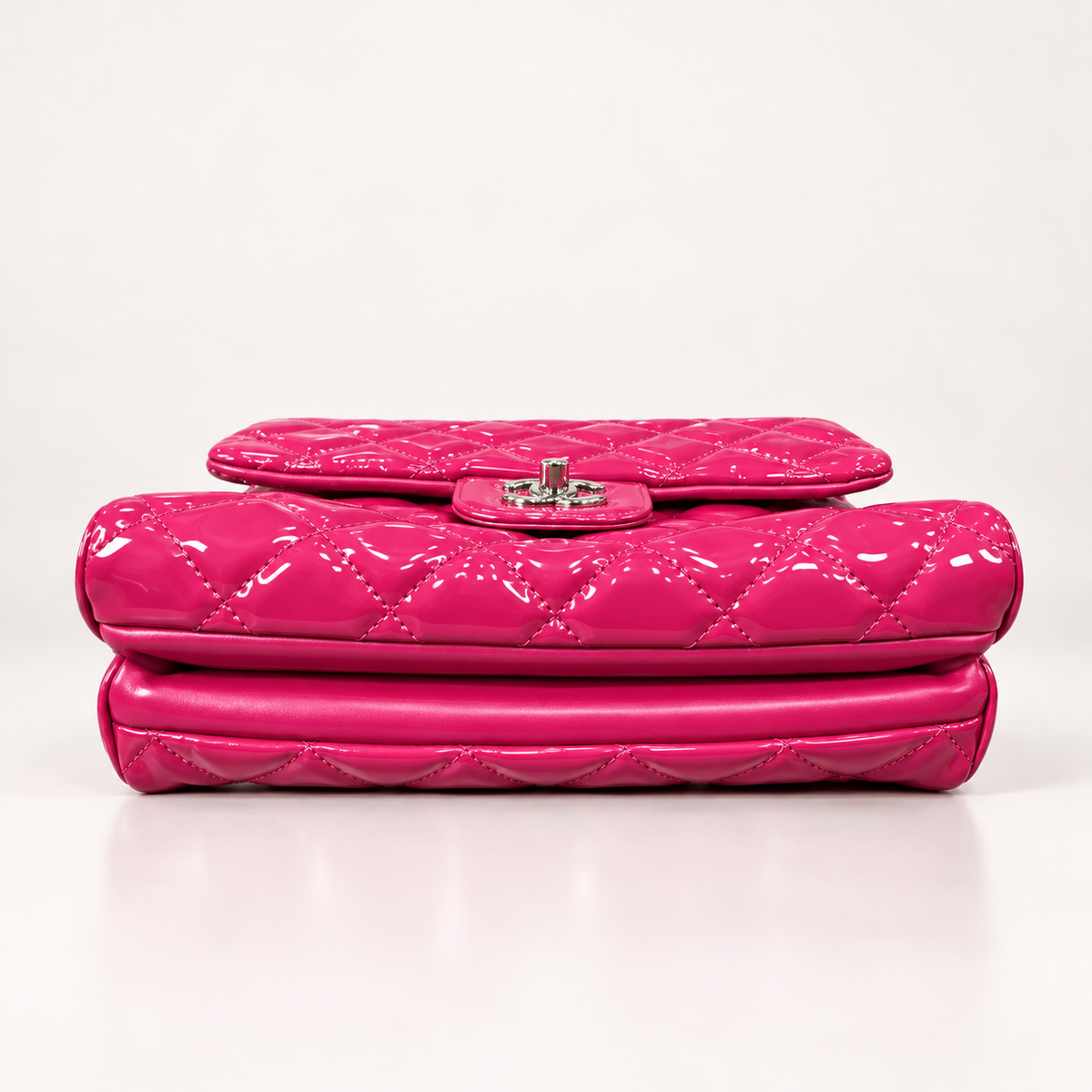 Authentic Chanel Pink Patent Double Compartment Flap Bag – Medium