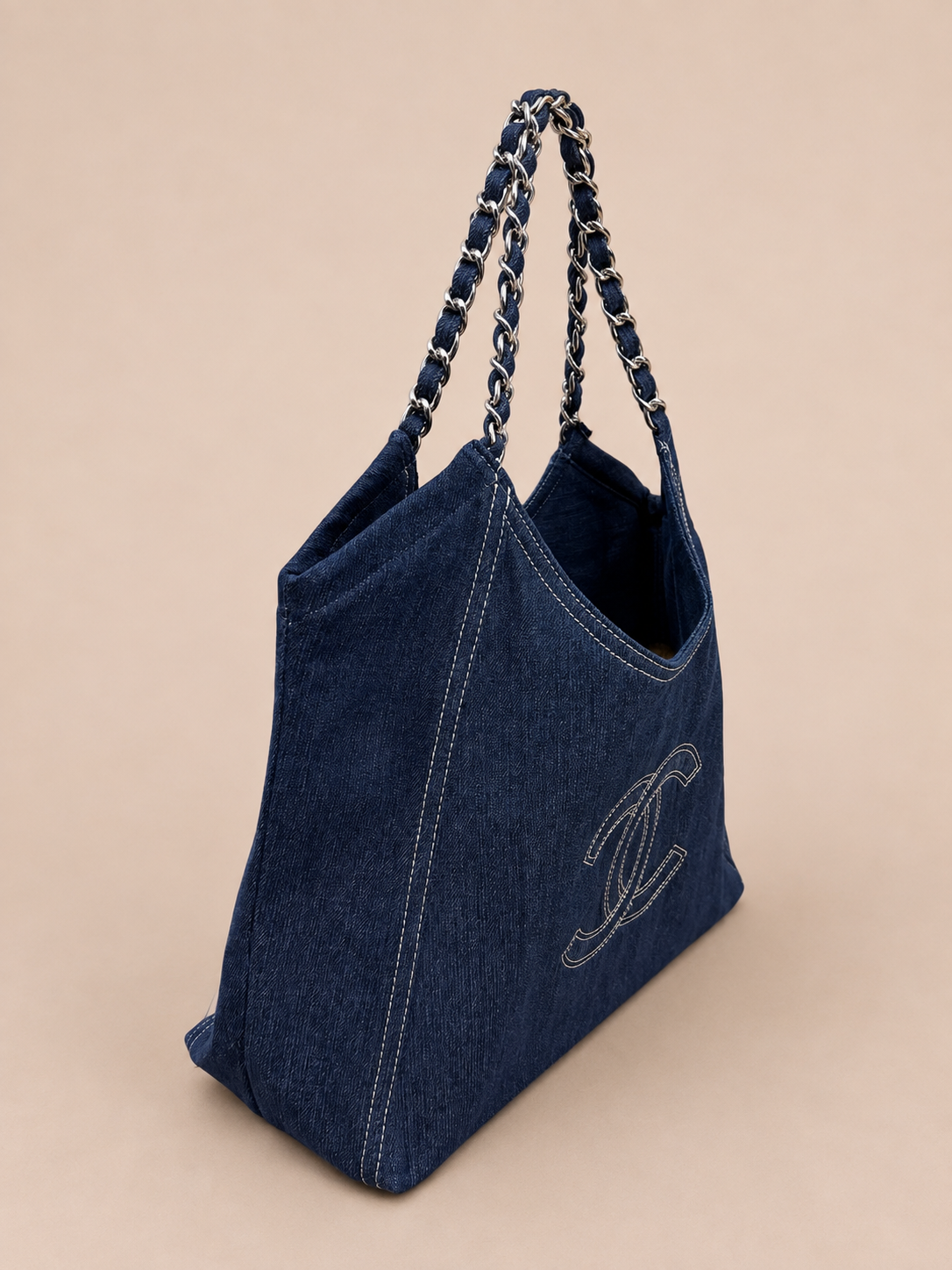 Chanel GWP Denim Cabas Tote with Detachable Pouch & Dust Bag