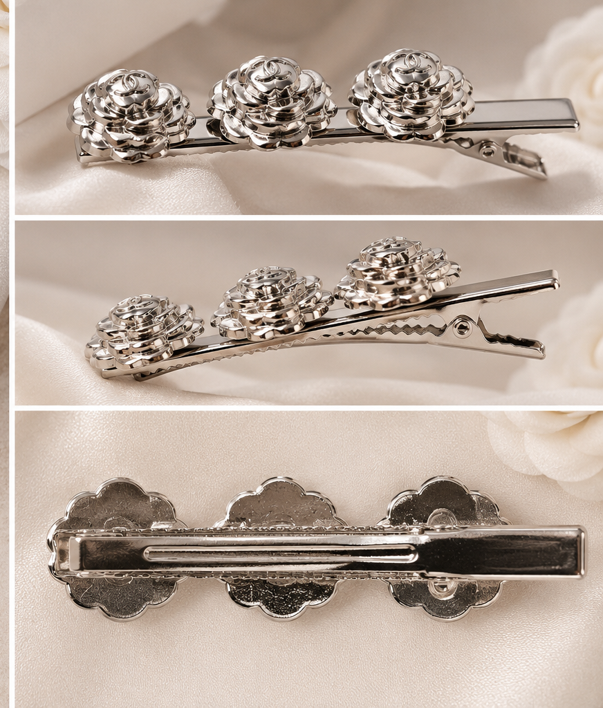 Chanel Beauté 2026 Limited Edition Silver Camellia Hairpin Set - GWP