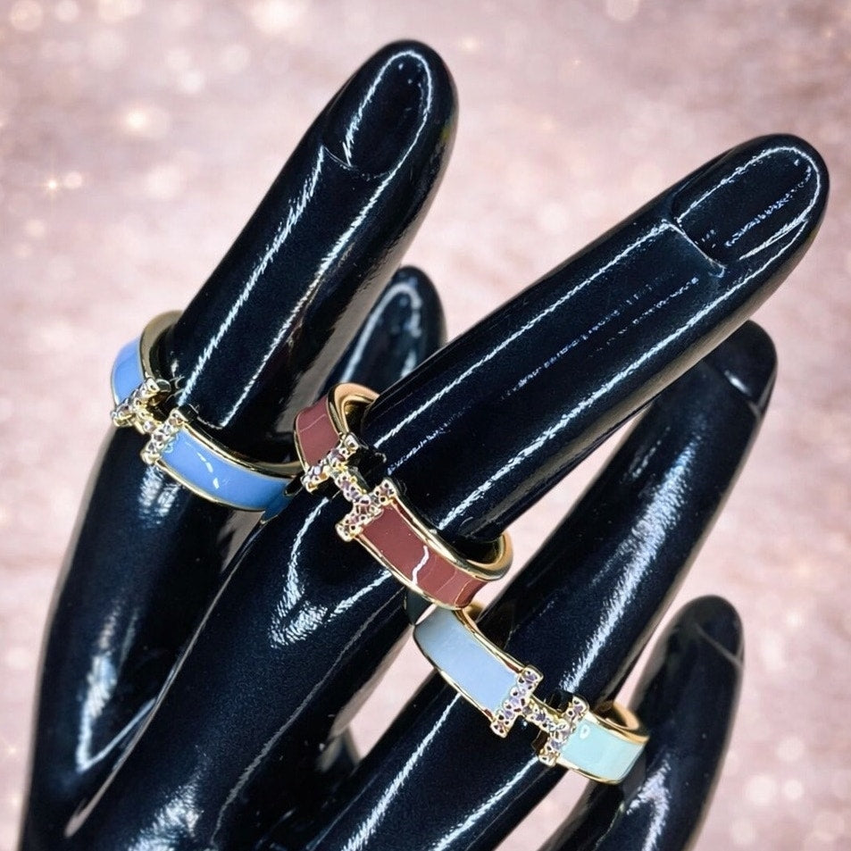 Minimalist Gold Enamel Cross Ring