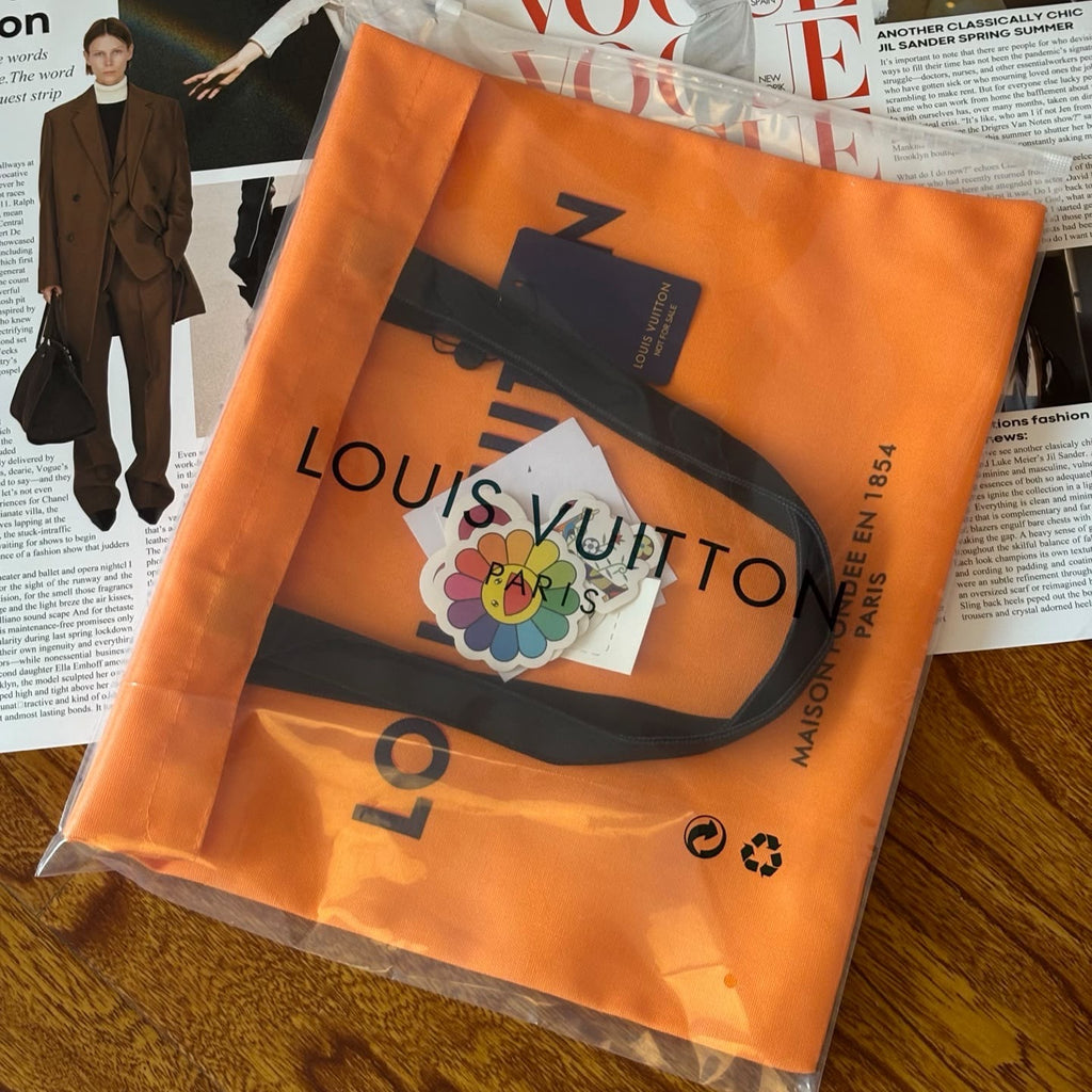 Louis Vuitton GWP Orange Canvas Shoulder Tote Bag | Black Handles