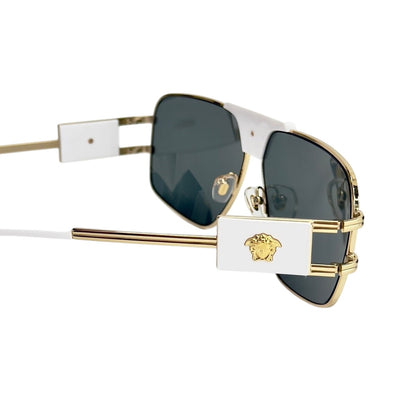 VERSACE Medusa NAVIGATOR Gold Stud White Aviator Unisex Sunglasses VE2251 2251