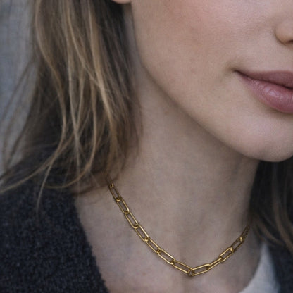 Gold Tone Chain Necklace – Minimalist Link Chain