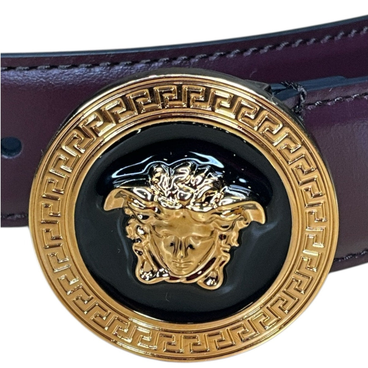 141. Versace Maroon/Brown Belt Medusa Head