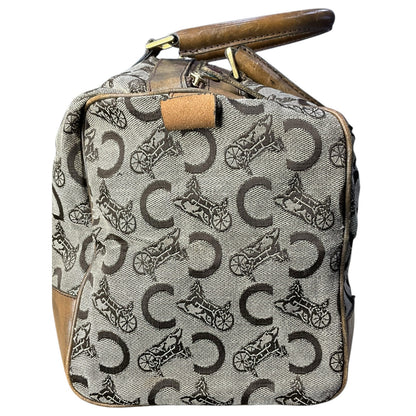 CELINE C Sulky Boston Bag Canvas Brown