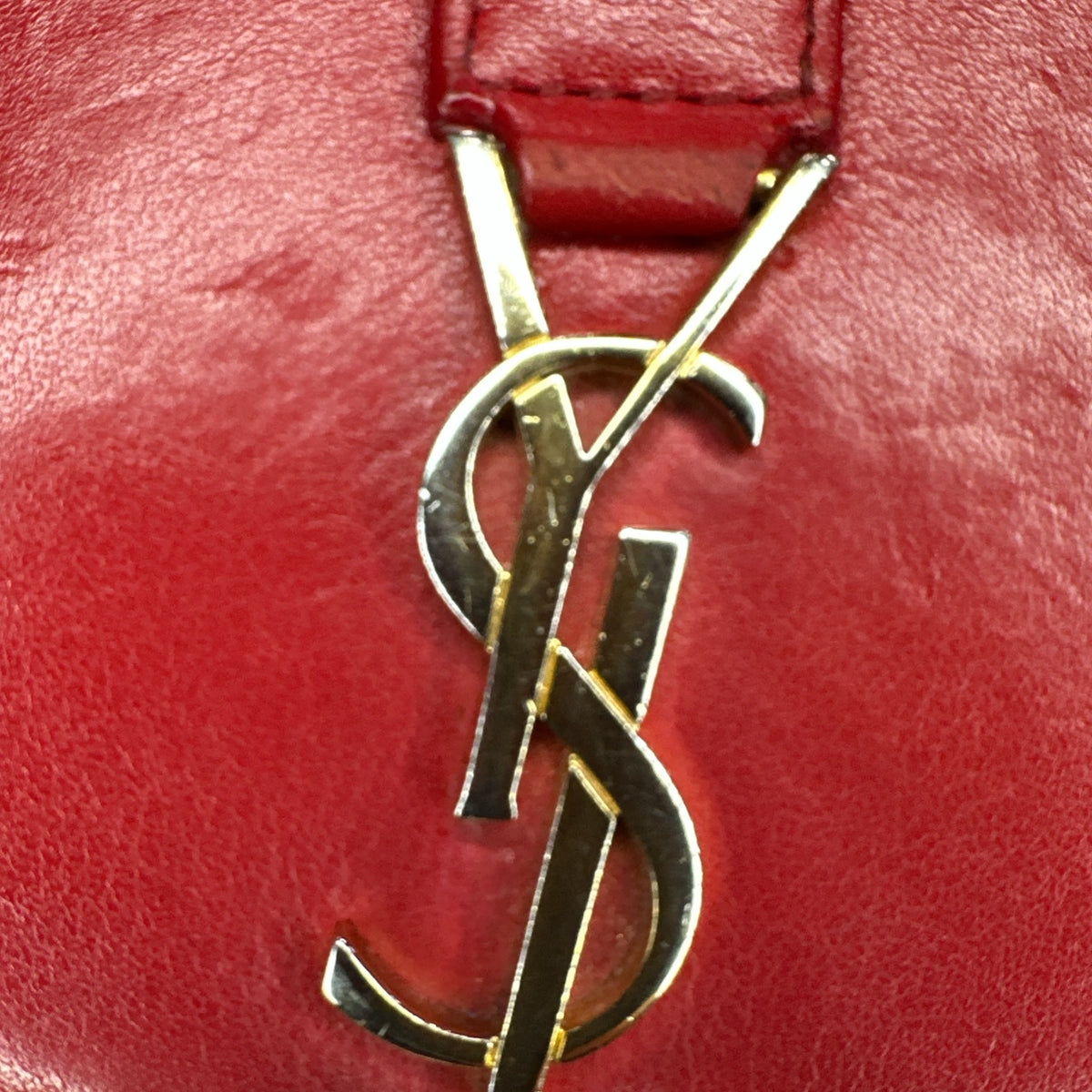 Saint Laurent Red Leather Monogram Zip Around Wallet - Clairely Amazing