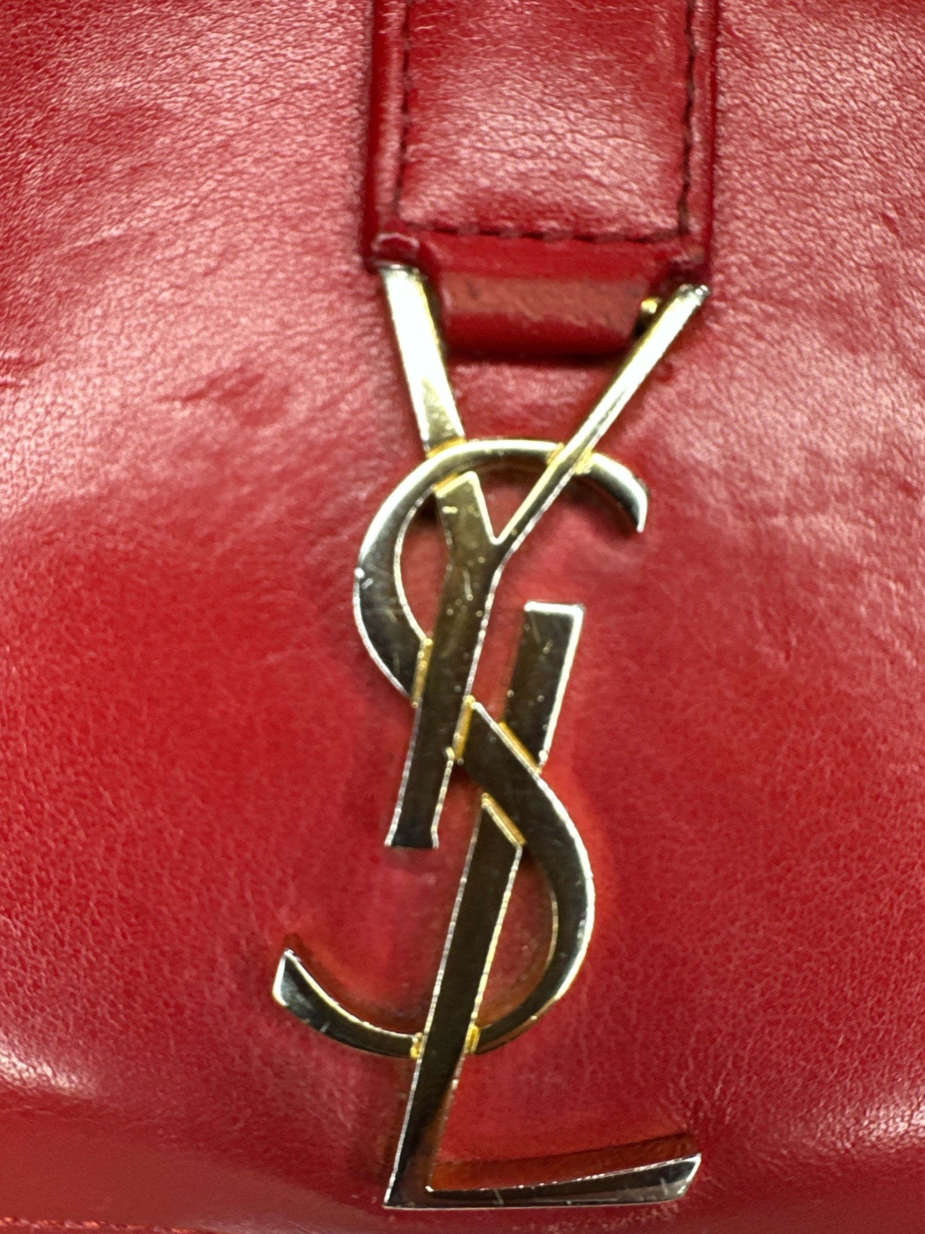 Saint Laurent Red Leather Monogram Zip Around Wallet - Clairely Amazing