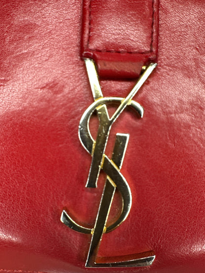 Saint Laurent Red Leather Monogram Zip Around Wallet - Clairely Amazing