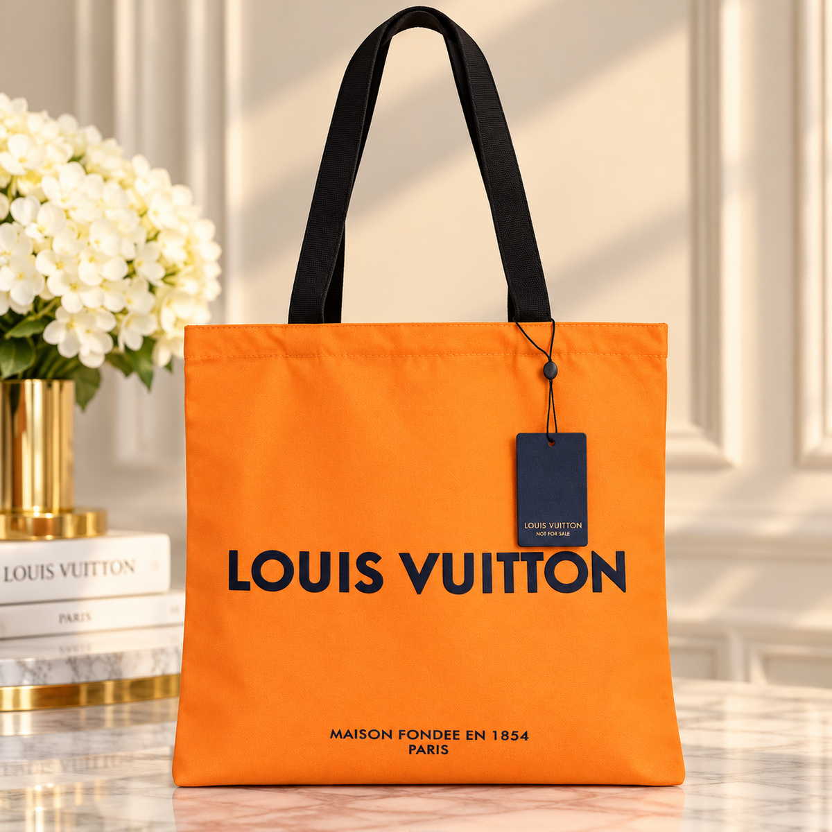 Louis Vuitton GWP Orange Canvas Shoulder Tote Bag | Black Handles