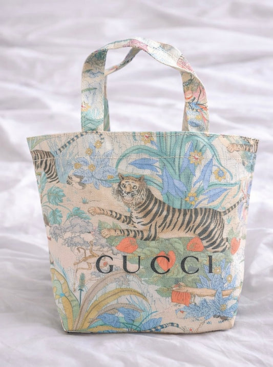 Floral Tiger Print Canvas Tote Bag - S
