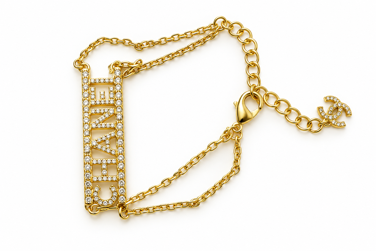 👑 Gold-Tone Zircon-Accented Double Chain Statement Jewelry – Necklace or Bracelet