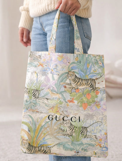 Floral Tiger Canvas Tote Bag - B
