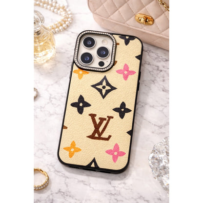 Graffiti iPhone Case with Gold Details & Rhinestone Camera Frame